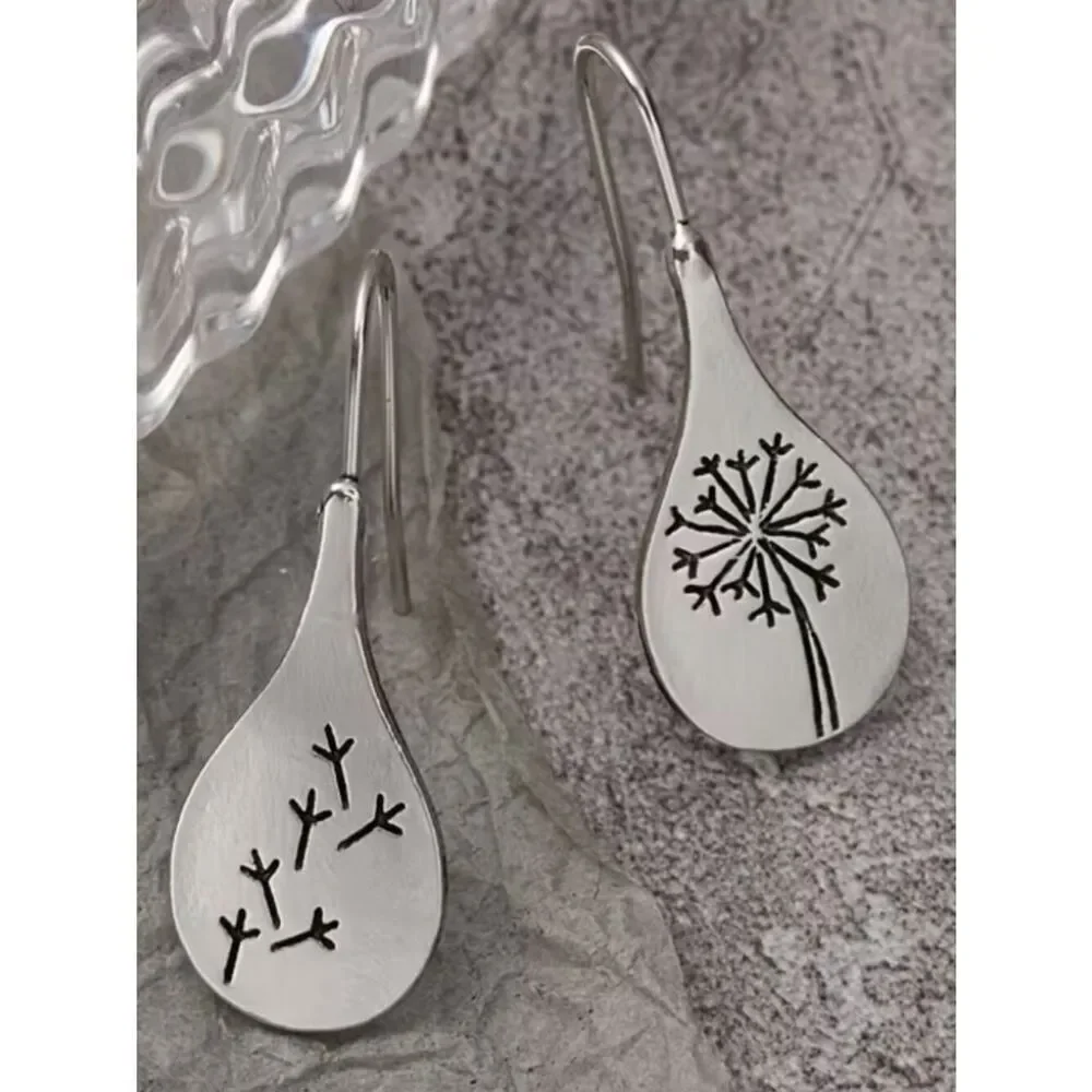Dandelion Minimalist Botanical Earrings Hypoallergenic Handmade Teardrop Simple